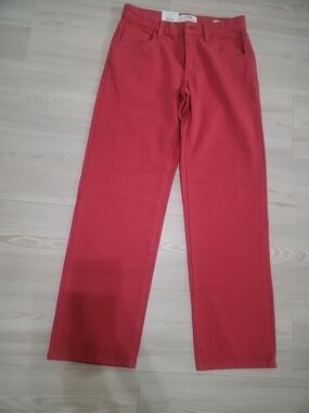 Cotton On Low Rise Straight Jeans in Coral Red